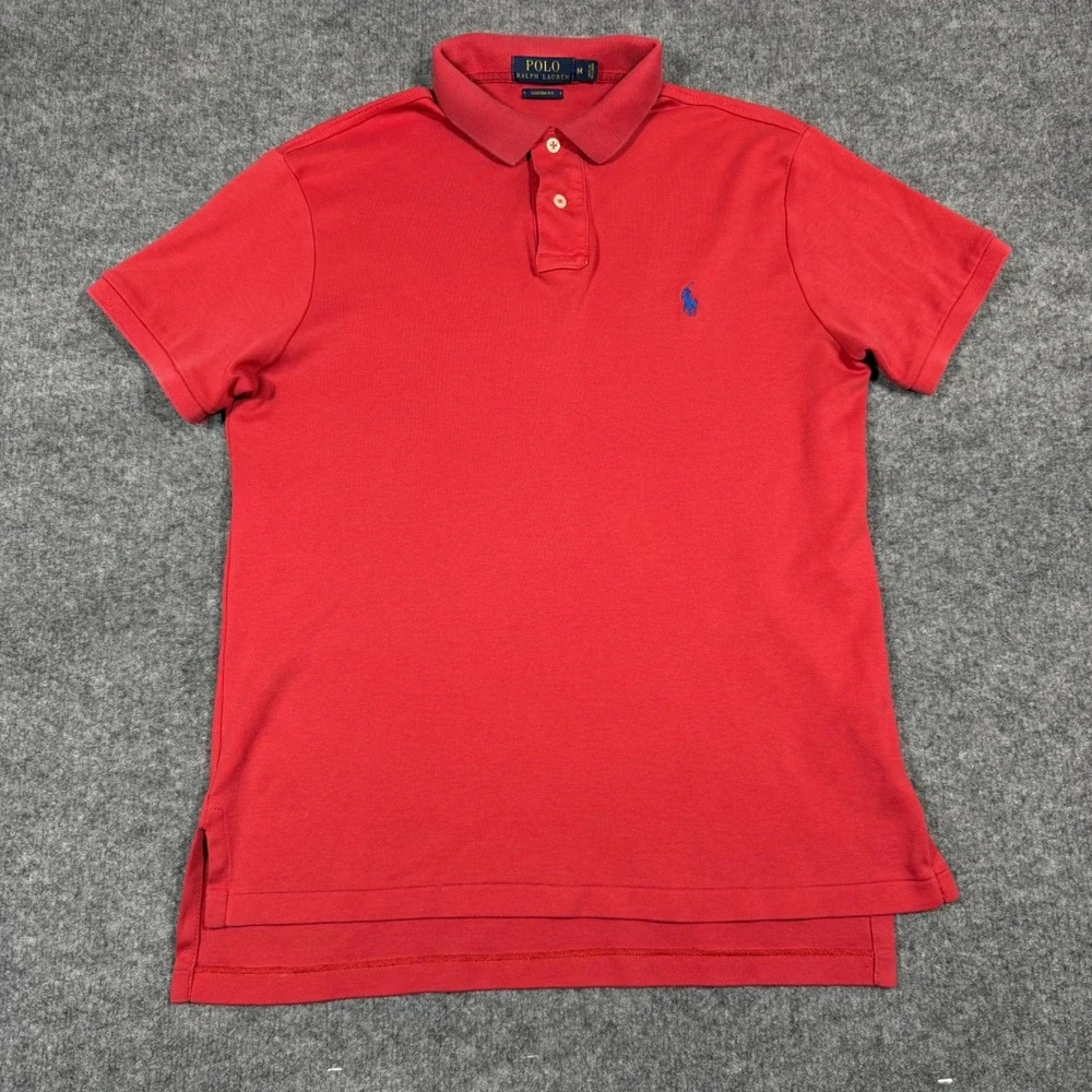 Polo Ralph Lauren Custom Fit Polo Shirt Mens M Red Cotton GUC